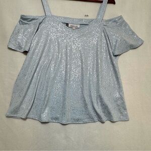 Jennifer Lopez Sparkling Silver Cold-Shoulder Blouse